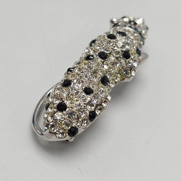 Kenneth Jay Lane Avon Panther Pin With Clear Black Green Rhinestones in Box - Picture 4 of 7